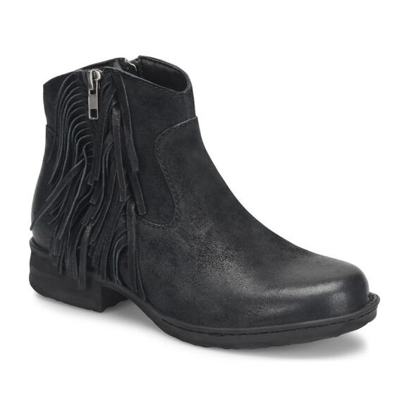 Born Boots Womens Size 9 Black Kenia Suede Leather Fringed Ankle Booties Cowgirl - Picture 1 of 12